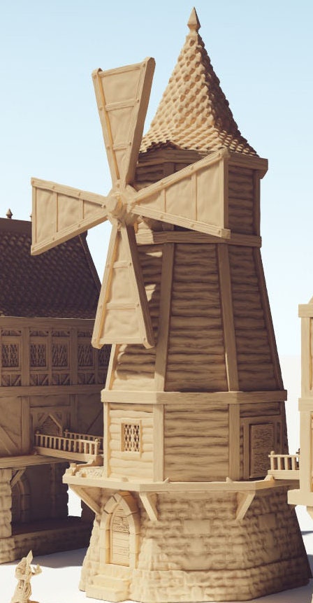 Medieval Windmill, Tabletop Terrain, Gaming Miniature, Tabletop Scenery