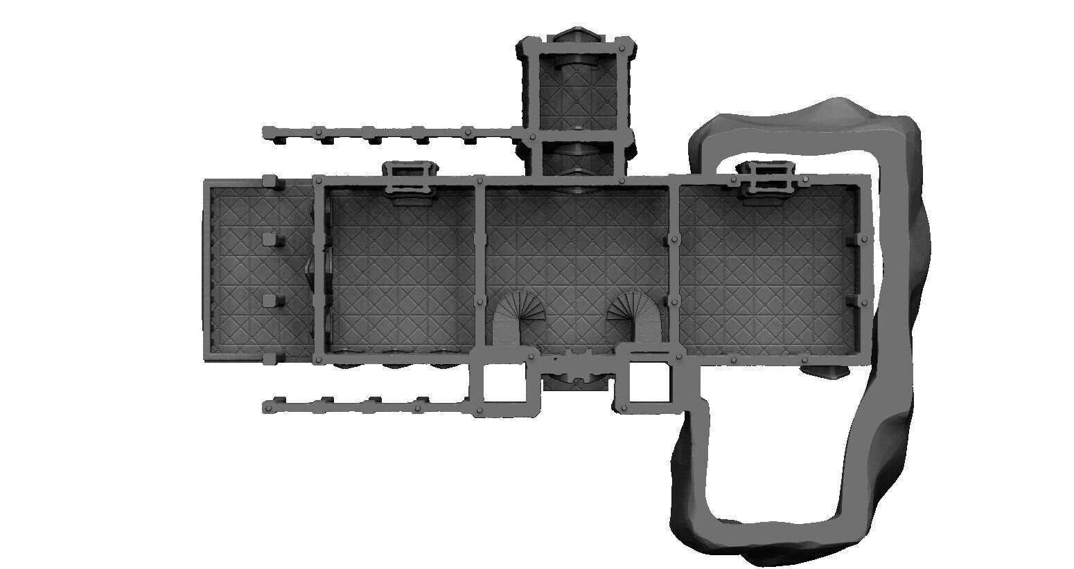 Tower, Tower Ruins, Drennheim, Wall System, Warhammer, Dungeons and Dragons, Warhammer Terrain, Terrain Gift, 28mm terrain, Tabletop Terrain, Defense, Walls, Gates, Gateway, Gate, Stronghold, castle, Castle Walls, Raid, Archer Towers, Dark Tower