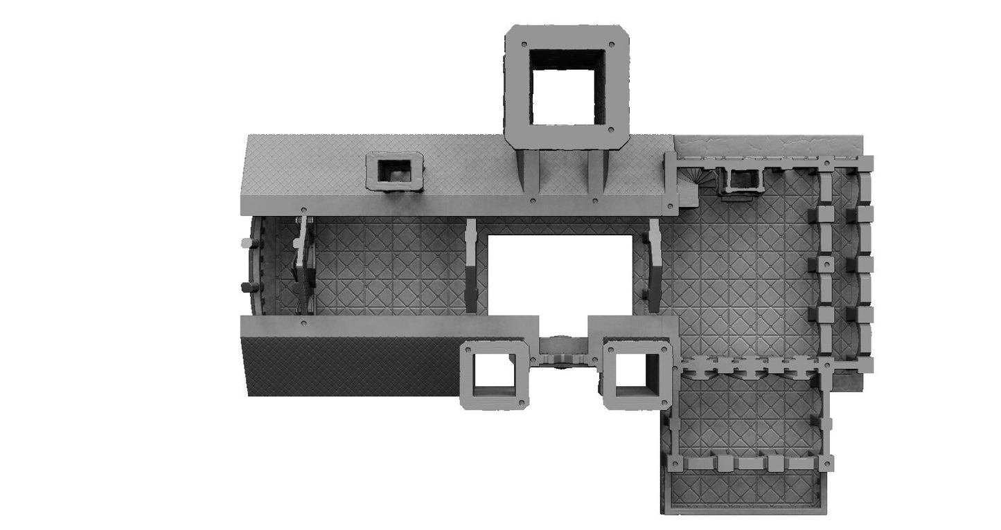 Tower, Tower Ruins, Drennheim, Wall System, Warhammer, Dungeons and Dragons, Warhammer Terrain, Terrain Gift, 28mm terrain, Tabletop Terrain, Defense, Walls, Gates, Gateway, Gate, Stronghold, castle, Castle Walls, Raid, Archer Towers, Dark Tower