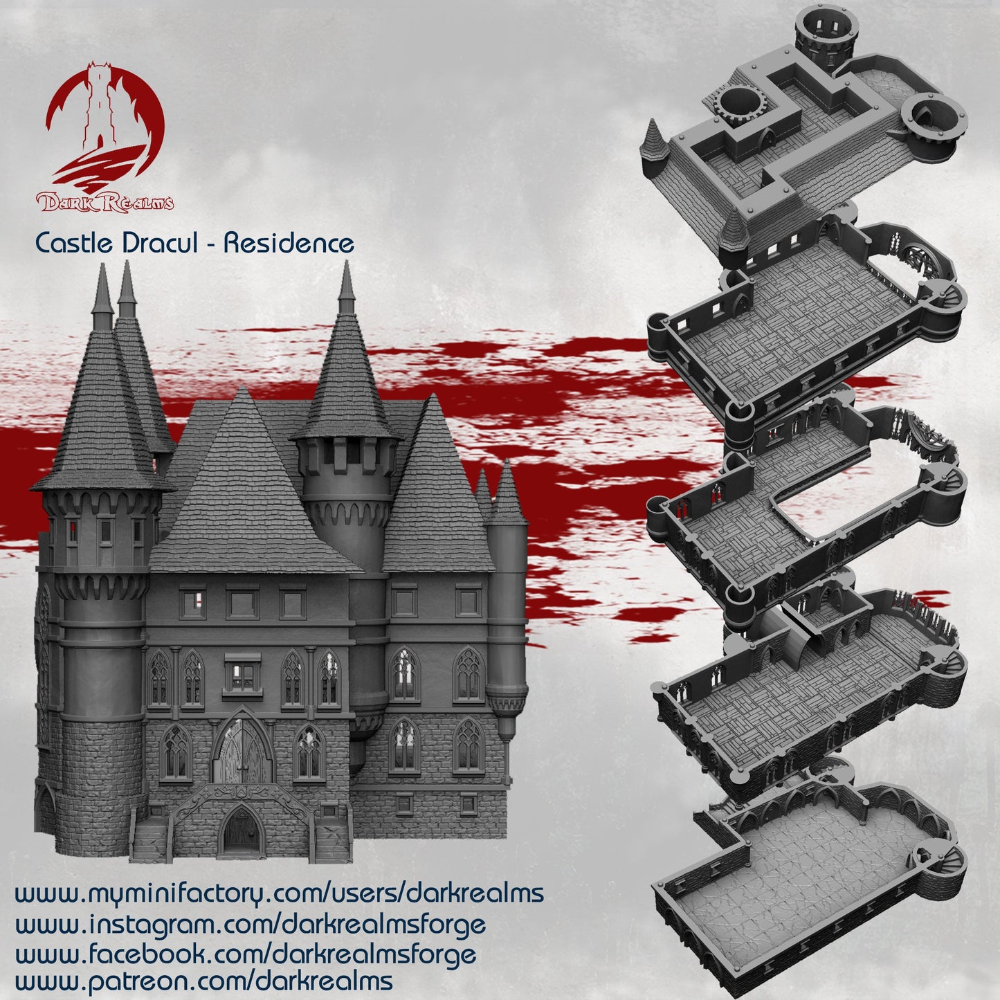 Curse of Strahd, Ravenloft, Christmas, Castle Terrain, wargaming, Dungeons and Dragons, miniatures, 3D printed, Fantasy Inn, Fantasy Terrain, RPG Terrain, Age of Sigmar, Fantasy Village, Tabletop, Tabletop terrain, Tabletop RPG, Buildings