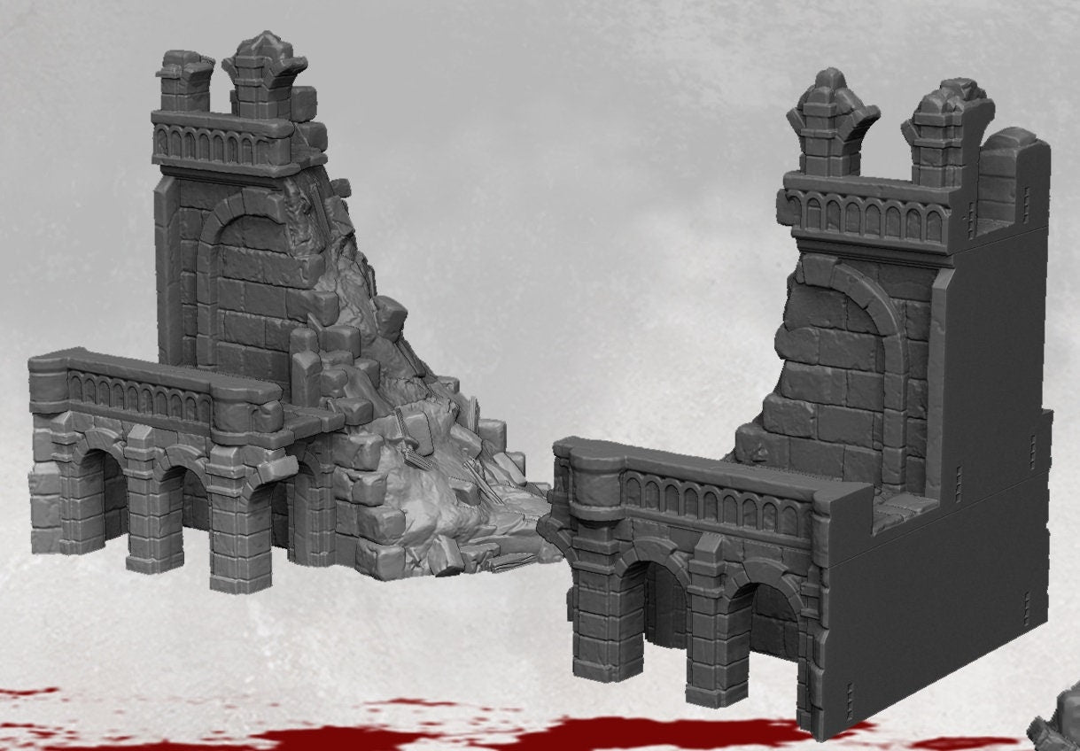 Dark Realms, Tower, Tower Ruins, Arkenfel, Warhammer, Dungeons and Dragons, Warhammer Terrain, gift, Terrain Gift, 28mm terrain, Tabletop Terrain, Walls, Wall Ends, Ruins, Wall End Ruins, Broken Wall, Ruined Wall, Wall, Crumbled Wall, walls, Gondor