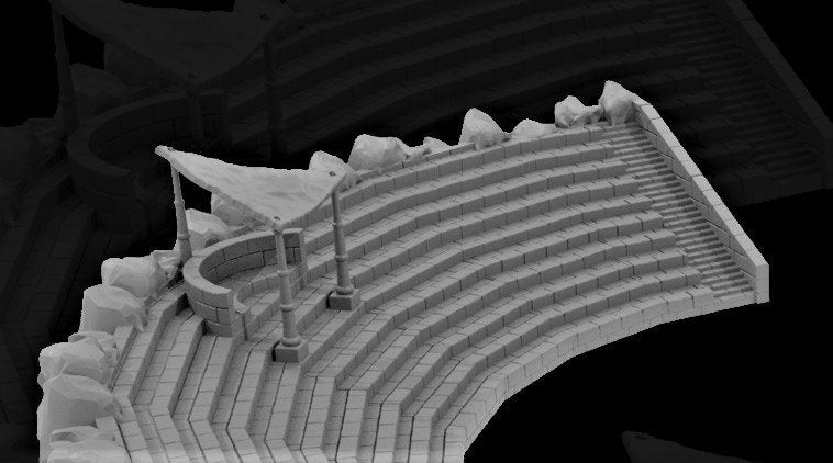 Greek Theater, Arena, Gladiator, Theater, Stage, Gladiator Arena, Coliseum, Fight pit, Thunderdome, Mad Max, Greek, Play, Terrain, Arena Terrain, Dungeons and Dragons, Warhammer, Warhammer Terrain, 28mm Terrain, Tolkien, Great Arena