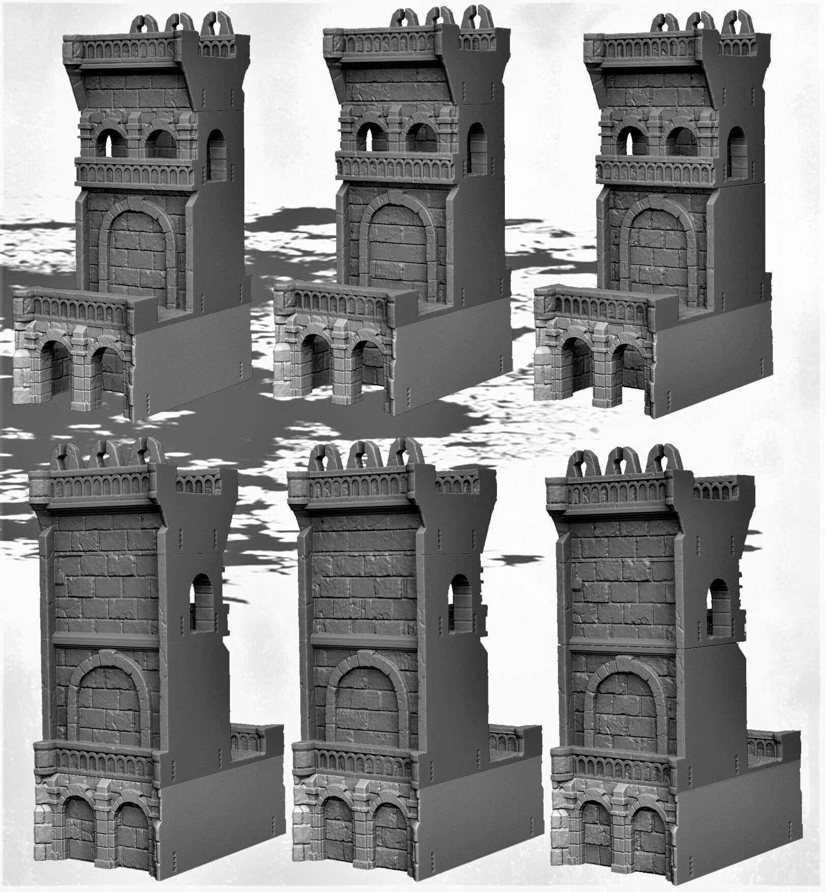 Tower, Tower Ruins, Drennheim, Wall System, Warhammer, Dungeons and Dragons, Warhammer Terrain, Terrain Gift, 28mm terrain, Tabletop Terrain, Defense, Walls, Gates, Gateway, Gate, Stronghold, castle, Castle Walls, Raid, Archer Towers, Dark Tower