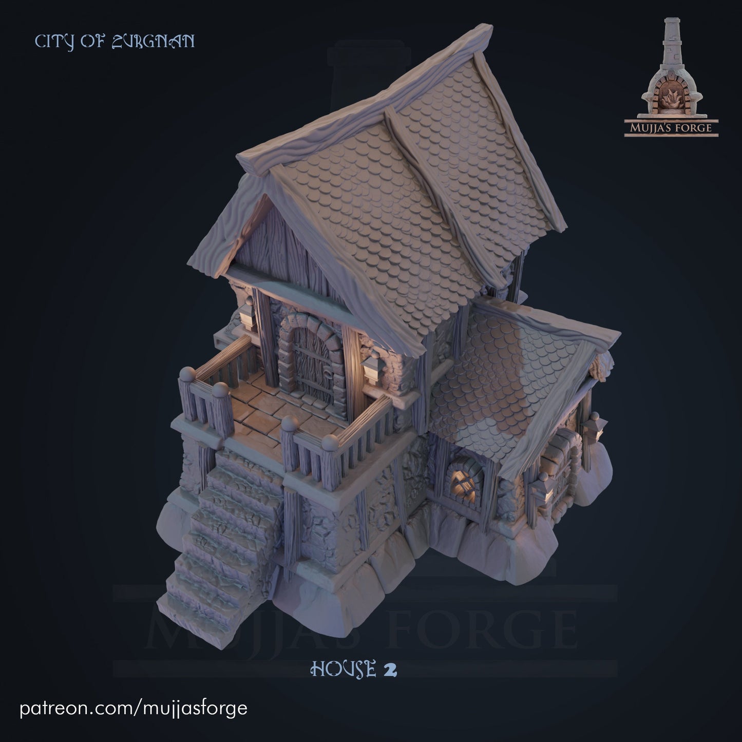 House 2 - City of Zurgnan - 28mm Scale - Mujjasforge - Warhammer - Dungeons and Dragons - 28mm Terrain - warhammer terrain