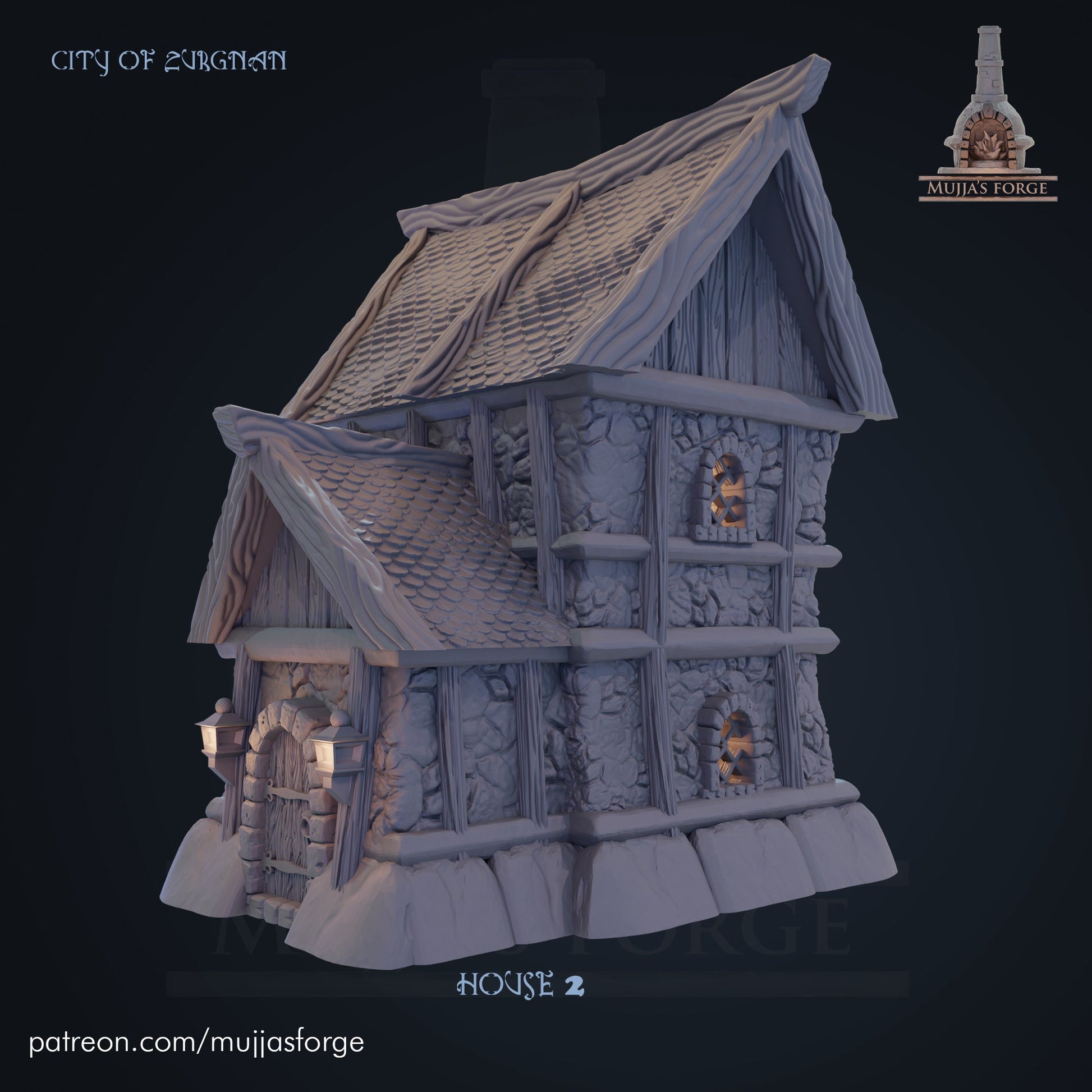 House 2 - City of Zurgnan - 28mm Scale - Mujjasforge - Warhammer - Dungeons and Dragons - 28mm Terrain - warhammer terrain