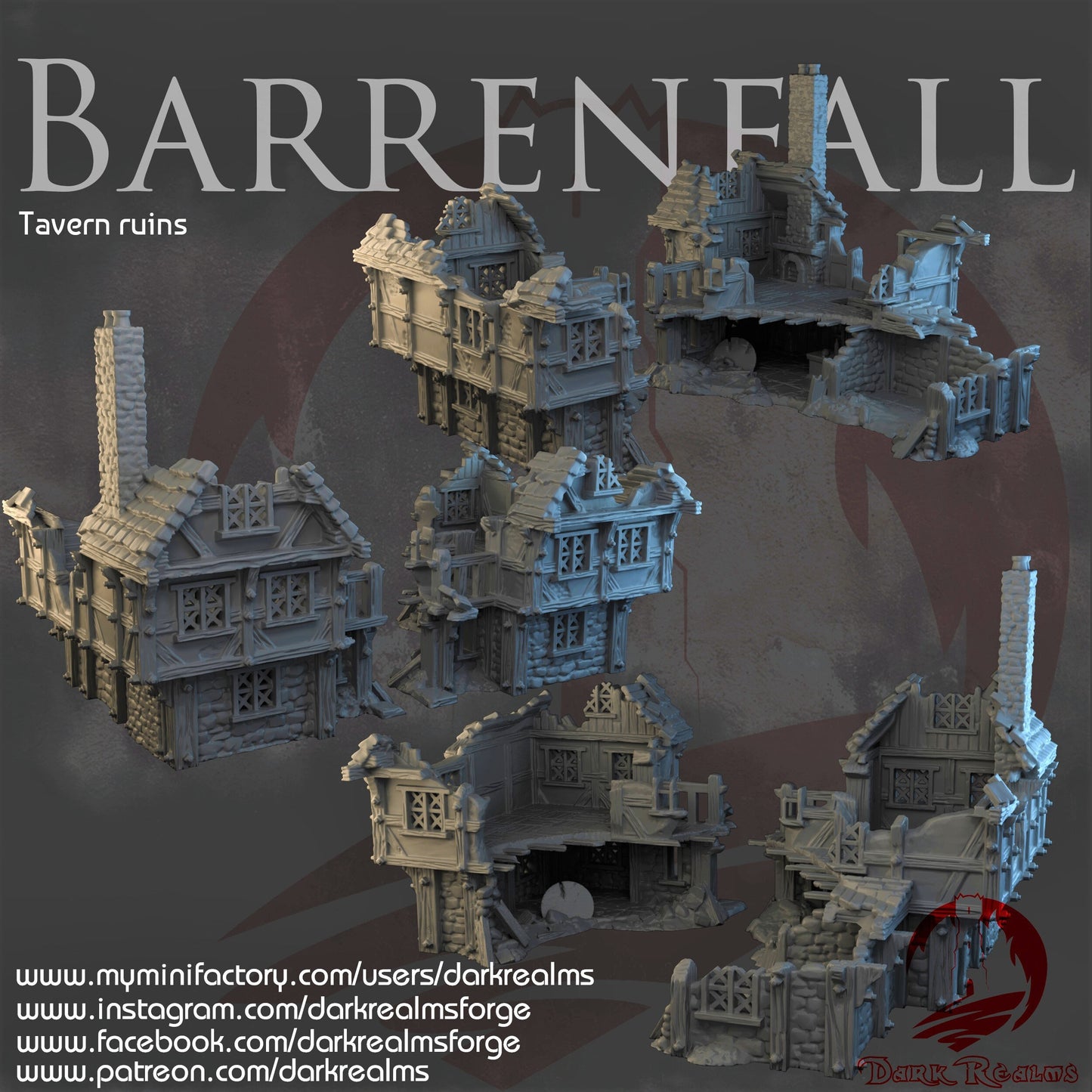 Ruins, Barenfall, Ruin terrain, War Terrain, Dark Realms, Tower, Tower Ruins, Arkenfel, Tower or Sorrow, Warhammer, Dungeons and Dragons, Warhammer Terrain, gift, Terrain Gift, 28mm terrain, Tabletop Terrain