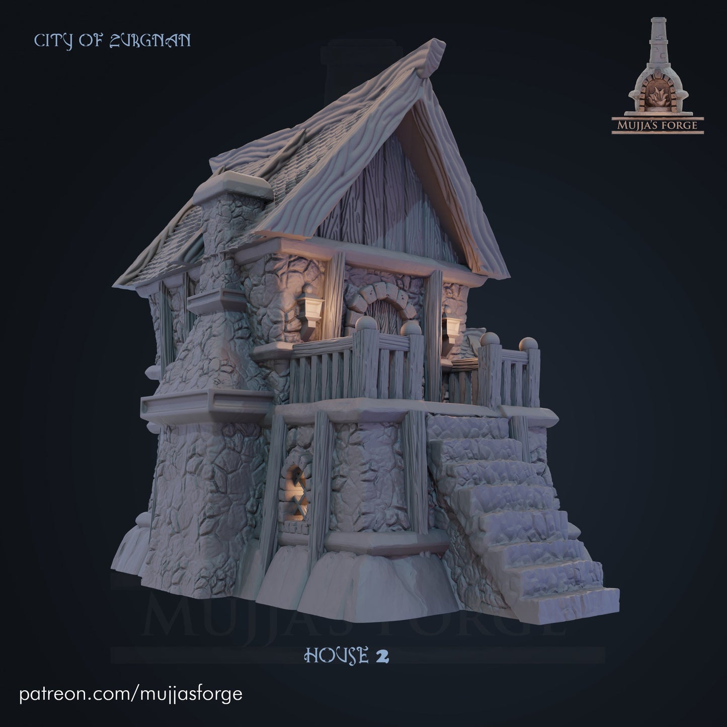 House 2 - City of Zurgnan - 28mm Scale - Mujjasforge - Warhammer - Dungeons and Dragons - 28mm Terrain - warhammer terrain