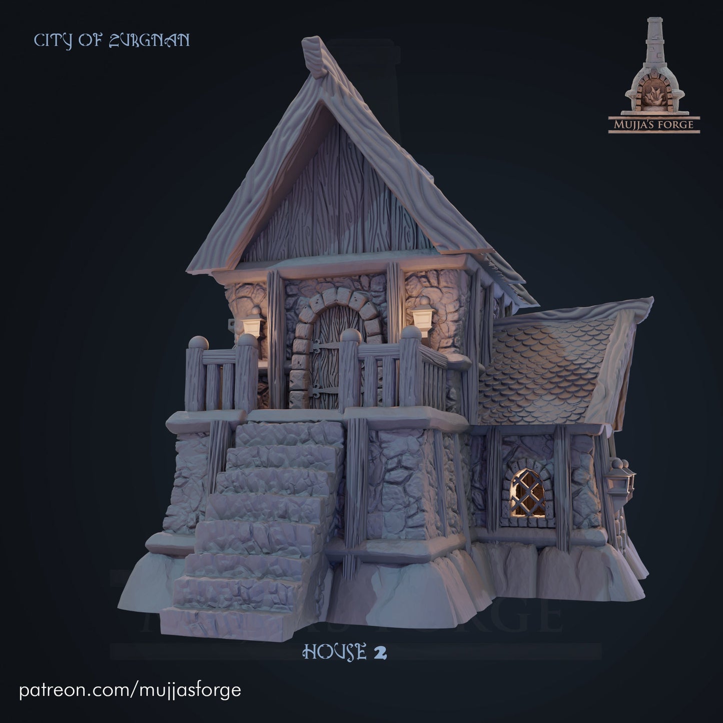 House 2 - City of Zurgnan - 28mm Scale - Mujjasforge - Warhammer - Dungeons and Dragons - 28mm Terrain - warhammer terrain