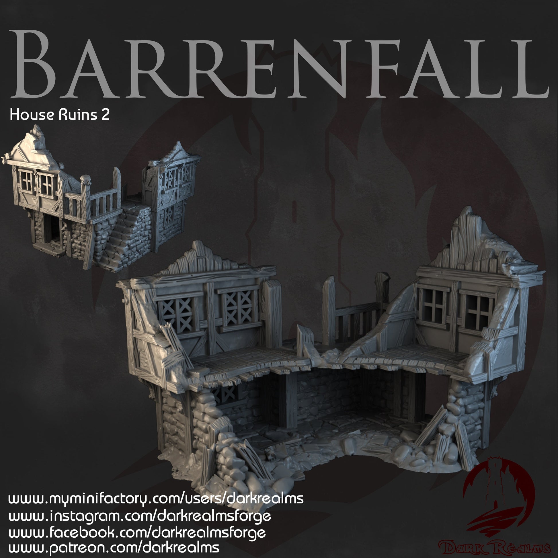 Ruins, Barenfall, Ruin terrain, War Terrain, Dark Realms, Tower, Tower Ruins, Arkenfel, Tower or Sorrow, Warhammer, Dungeons and Dragons, Warhammer Terrain, gift, Terrain Gift, 28mm terrain, Tabletop Terrain