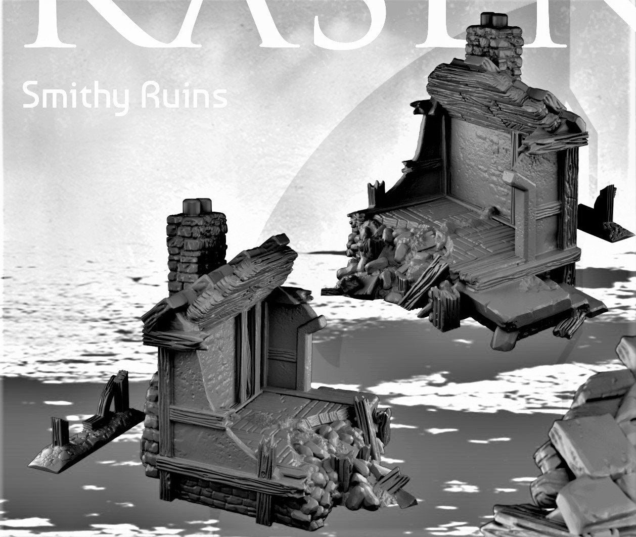 2 Smithy Ruins - Kasenport - Dark Realms - Warhammer - Dungeons and Dragons - 28mm Terrain - warhammer terrain