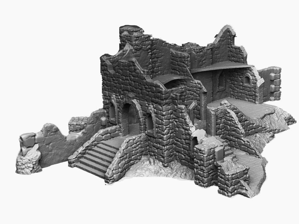 Monestary Ruins, Castle Dracul, 28mm Terrain, Curse of Strahd, Ravenloft, Vampire Ruins, 28mm Terrain, Castle, Fantasy, Ruins, Dracula, Monastery, Curse of Strahd, Ravenloft, Wargaming, COS, Dungeons and dragons, Tabletop terrain, Tabletop RPG