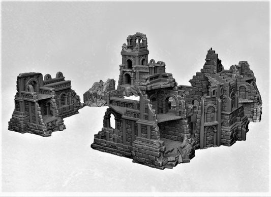 Tabletop Ruins, Barracks Ruin, Ruins, Dungeons and Dragons, Tabletop Terrain, RPG, WarGame, warhammer terrain, warhammer, Dnd, 28mm, 32mm, role playing, Tabletop, Barracks, Dark Realms 28mm, Miniature, Grey, Plastic, Toy, Playset, TabletopGaming