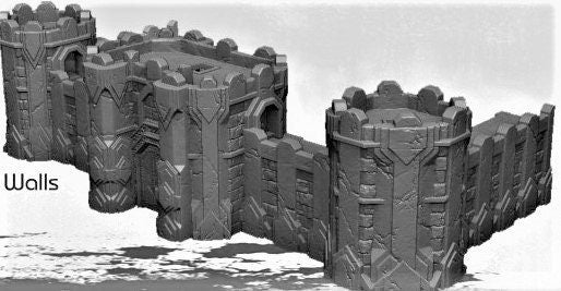 Dwarf, Walls, Kir Badur, Erraborn, eraborn, dwarven, dwarf gate, dwarvengate, dwarf walls, tabletop terrain, tabletop wall, tabletop, lookout tower, tower, lookout, watchtower, terrain, dnd terrain, ruins, tabletop ruins, tabletop tower, orc tower