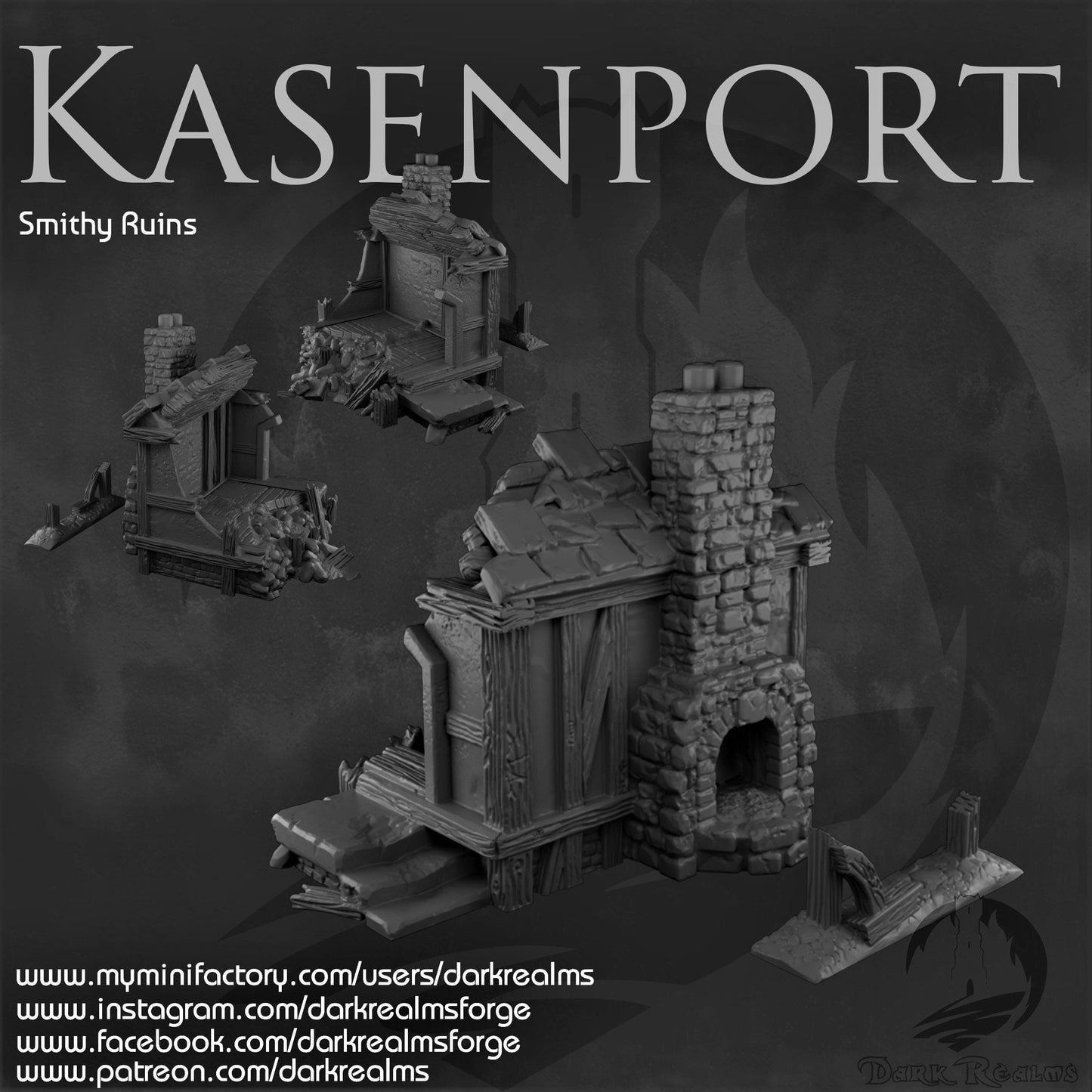 2 Smithy Ruins - Kasenport - Dark Realms - Warhammer - Dungeons and Dragons - 28mm Terrain - warhammer terrain