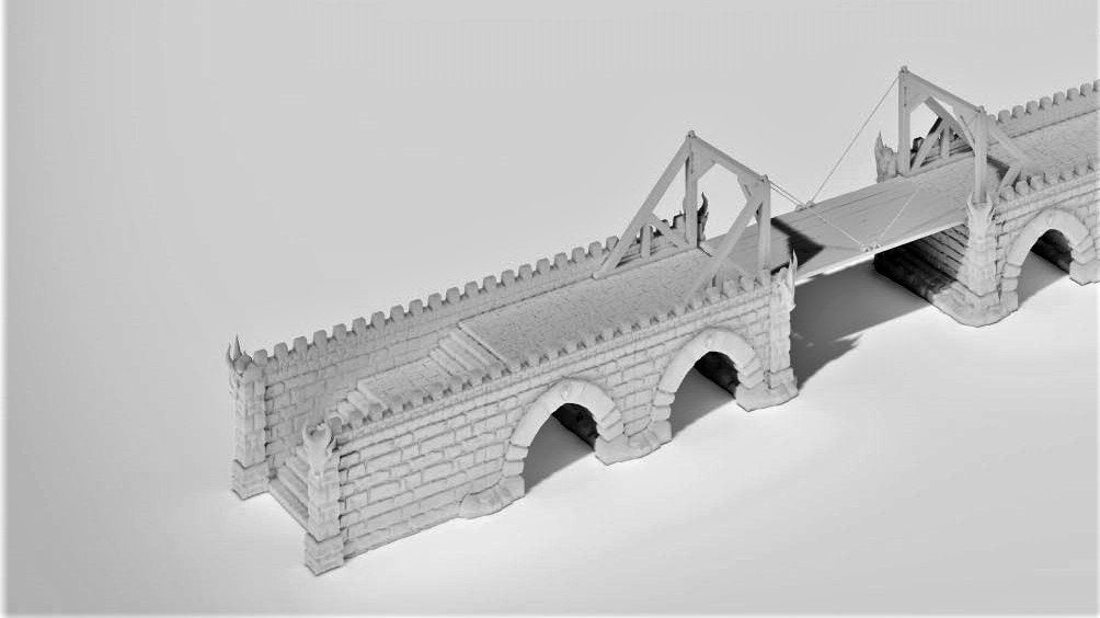 Massive Draw Bridge - 65in X 6in X 5in 28mm- Big Bridge - Dungeons and Dragons - warhammer - Bridge Terrain - Tabletop Bridge - Span Bridge