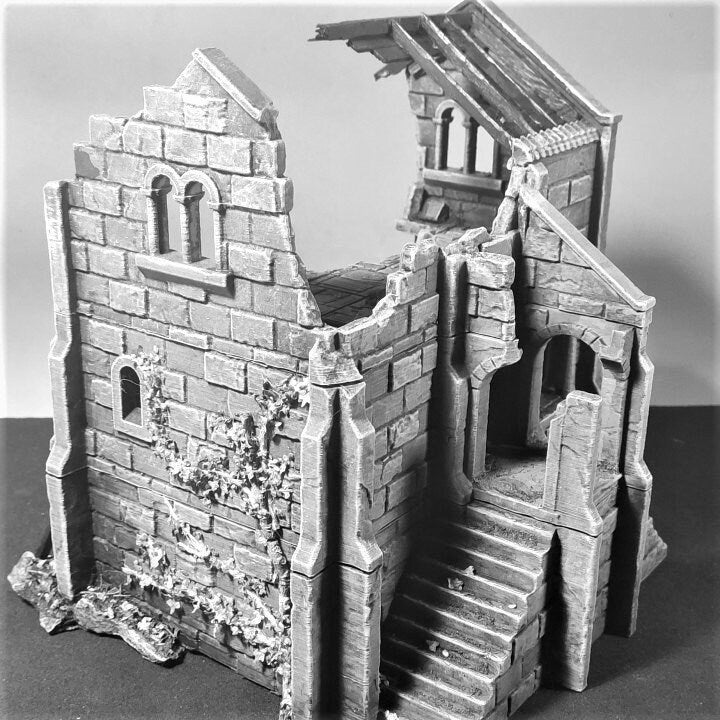 City Building 5 Ruins - Arkenfel House 5 Ruin - Dark Realms Ruins 5 - Warhammer - Dungeons and Dragons - 28mm Terrain - warhammer terrain