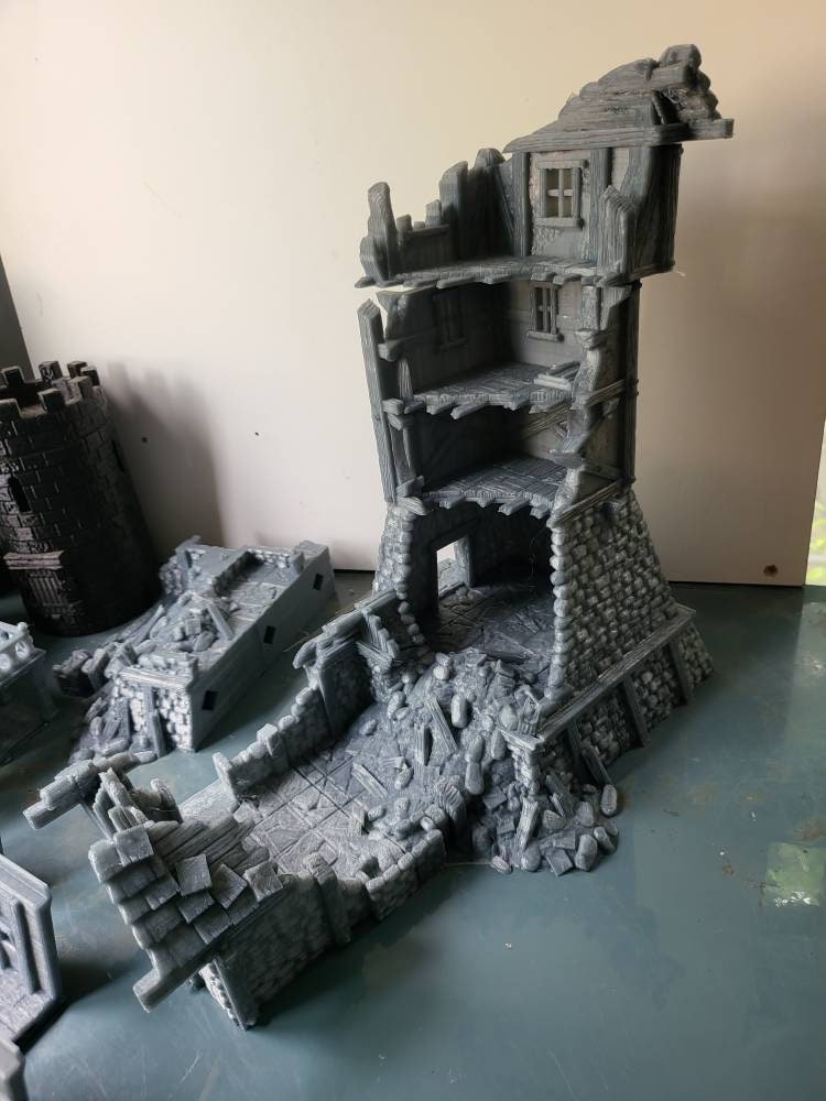 Ruins, Barenfall, Ruin terrain, War Terrain, Dark Realms, Tower, Tower Ruins, Arkenfel, Tower or Sorrow, Warhammer, Dungeons and Dragons, Warhammer Terrain, gift, Terrain Gift, 28mm terrain, Tabletop Terrain