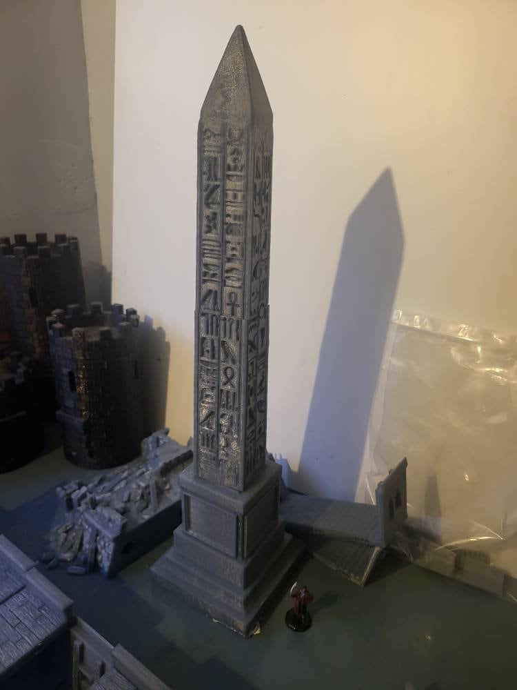 Dungeons and Dragons, Obelisk, Aeterna, tabletop, Minis, centerpiece, Warhammer Terrain, DnD terrain, Gift, Fantasy Terrain, Tower Terrain, Terrain, 32mm Terrain, Fantasy, Egypt Egyptian Terrain, Desert Terrain, hieroglyphs, Egyptian hieroglyphs