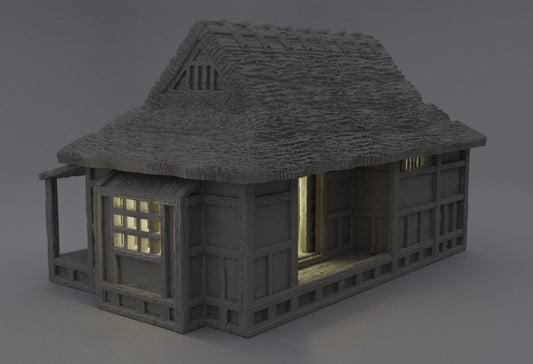 Samurai Cottage, Small Orient House, 28mm, Dungeons and Dragons, Warhammer, Tabletop Terrain, samurai, japanese, feudal, tabletop, Japanese Cottage, Terrain, Orient, Oriental, Asian, Jap House, Small House