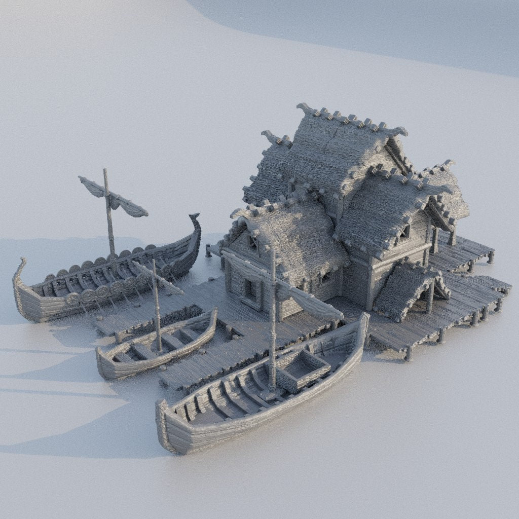 Small Viking Port - Ship Dock, Dock, Viking Dock Dungeons and Dragons