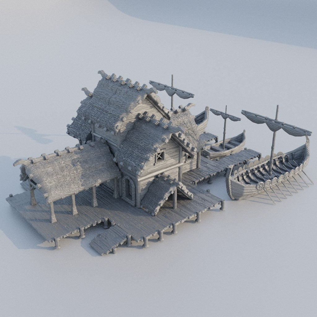 Small Viking Port - Ship Dock, Dock, Viking Dock Dungeons and Dragons