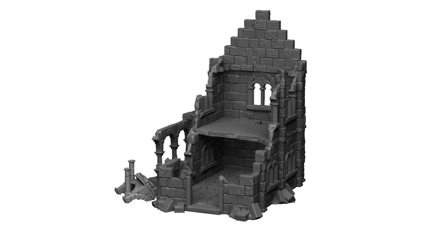 Ruins, Arkenfel, medieval, Dungeons and Dragons, warhammer, City, Osgiliath, lotr, Gondor, Lord of the rings, house 2, city building, Minas Tirith, Tabletop, Terrain, 28mm Terrain, Adventure, Fantasy Terrain, Stone City