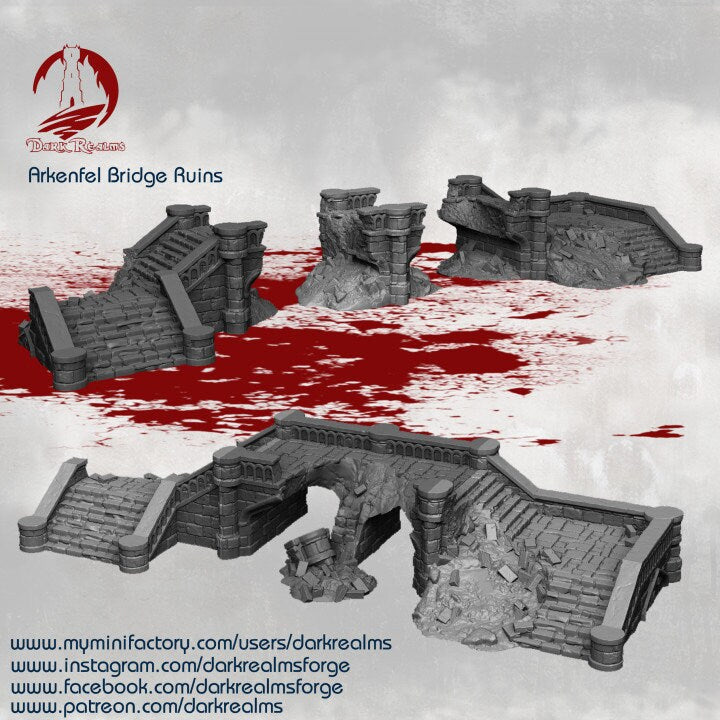 Arkenfel Bridge Ruins, modular Bridge Ruins, Dungeons and Dragons, Warhammer, Lotr