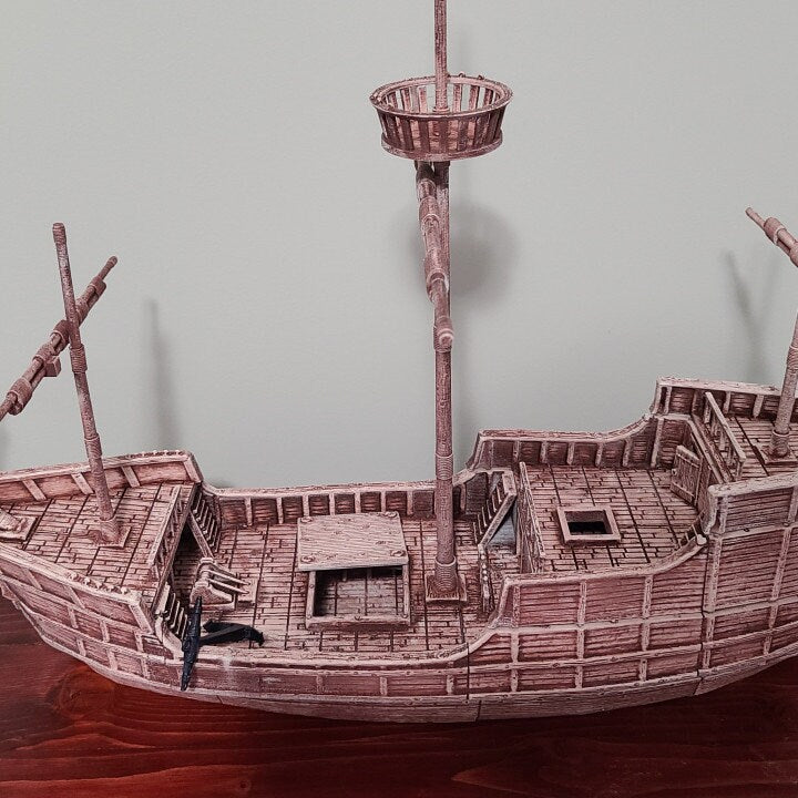 Game Board, Ship, Pirate SHip, Cargo Ship, Shipping Vessel, Seaport, Harbor ship, DND Terrain, DND Miniatures, gaming terrain, Pirate, 28mm Terrain, Pirate vessel, Pirate Terrain, Pirate merchant, Merchant ship, Village, Jack Sparrow, carrack, boat