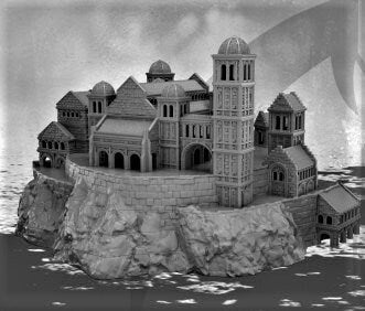 Mountain Hall, Dungeons and Dragons, warhammer, Osgiliath, lotr, Gondor, Lord of the rings, city building, Minas Tirith, Wall, Ivory Citadel, Citadel, Mountain Citadel, Golem, Gandalf, Mountain City, City, Gift, 28mm Terrain, Tabletop, RPG, Roleplay