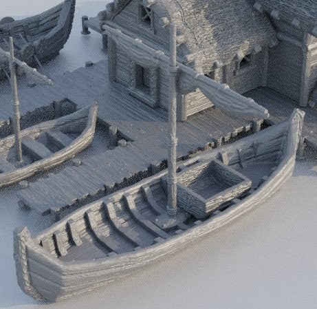 Small Viking Port - Ship Dock, Dock, Viking Dock Dungeons and Dragons