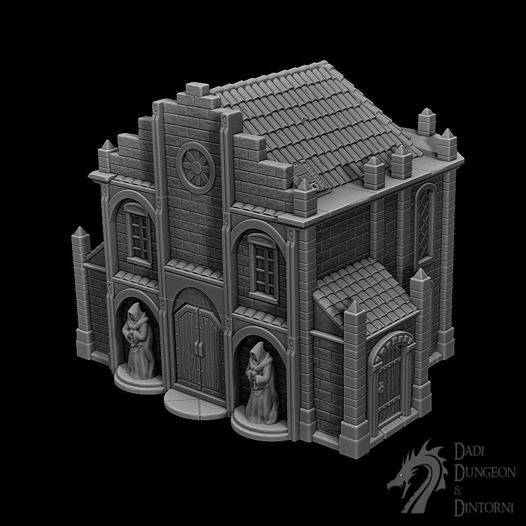 Fantasy Terrain, RPG Terrain, Age of Sigmar, Fantasy Village, Tabletop, Tabletop terrain, Tabletop RPG, Buildings, Dungeons and Dragons, Terrain, Worship, Santuary, Salmystia, tabletop, 28mm Terrain, Death, treasure, gaming, fantasy, adventure, rpg