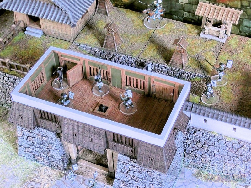 samurai, samurai Castle, ninja, japanese, japan, Dungeons and Dragons, Castle, palace, Castle Terrain, wargaming, Dungeons and Dragons, miniatures, 3D printed, Fantasy Inn, Fantasy Terrain, RPG Terrain, Age of Sigmar, Fantasy Village, Tabletop, bell