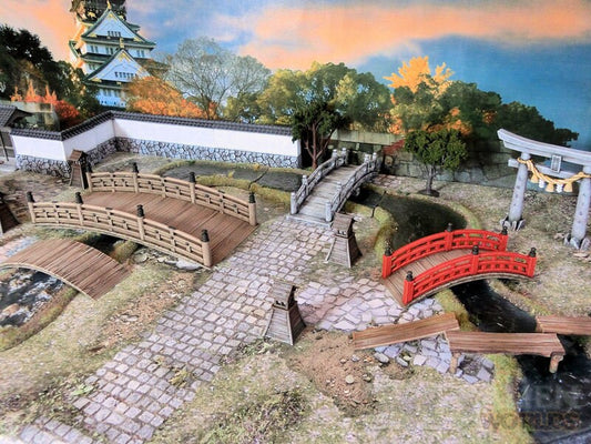 Bridges,samurai, samurai Castle, ninja, japanese, japan, Dungeons and Dragons, Castle, palace, Castle Terrain, wargaming, miniatures, 3D printed, Fantasy Inn, Fantasy Terrain, RPG Terrain, Age of Sigmar, Fantasy Village, Tabletop, Bridge Set