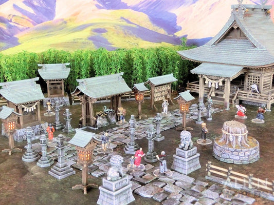 Shrine Set, Samurai Shrine, Japanese Shrine, Japan Shrine, samurai, samurai Castle, ninja, japanese, palace, Castle Terrain, wargaming, Dungeons and Dragons, miniatures, Fantasy Inn, Fantasy Terrain, RPG Terrain, Fantasy Village, Tabletop, bell