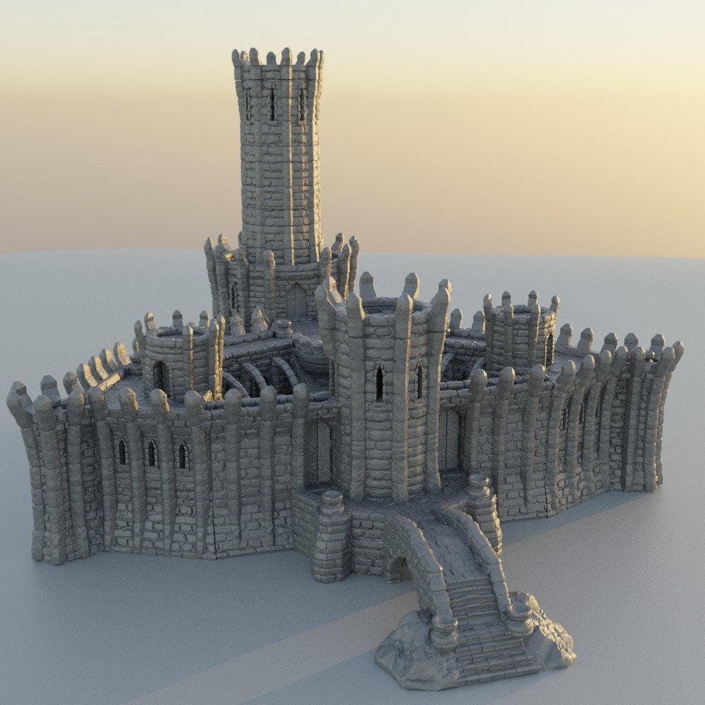 Wizard, Wizard Academy, Castle, Castle Terrain, wargaming, Dungeons and Dragons, miniatures, 3D printed, Fantasy Terrain, RPG Terrain, Age of Sigmar, Fantasy Village, Tabletop, Tabletop terrain, Tabletop RPG, Buildings, Town, Market Terrain, Ruins