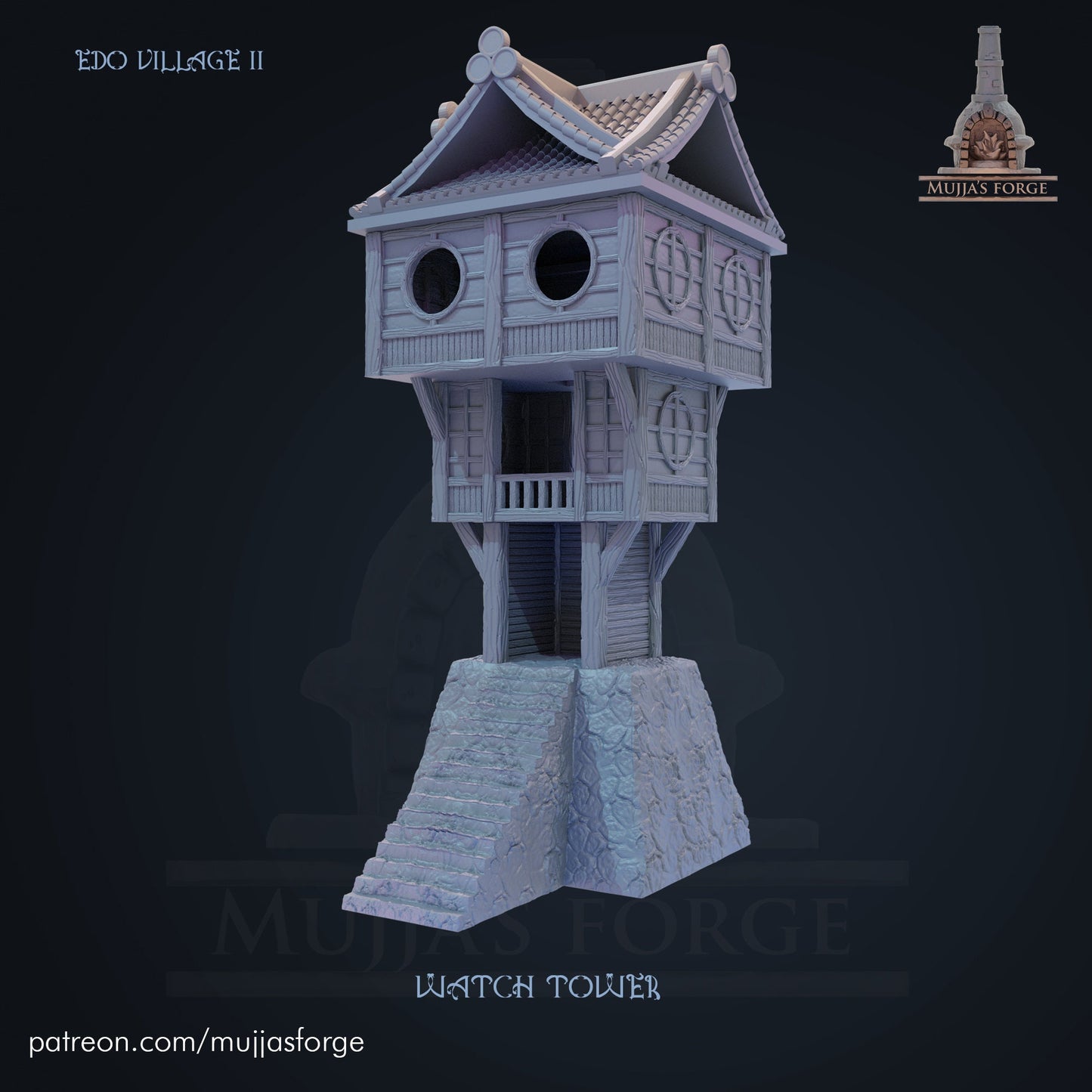 EDO Watch Tower, Watch Tower, Samurai Watch Tower, Samurai, Japanese, Orient, Asian Tower, 28mm Terrain, Dungeons and Dragons, Castle Terrain, wargaming, Fantasy Terrain, RPG Terrain, Fantasy Village, Tabletop, Tabletop terrain, Tabletop RPG