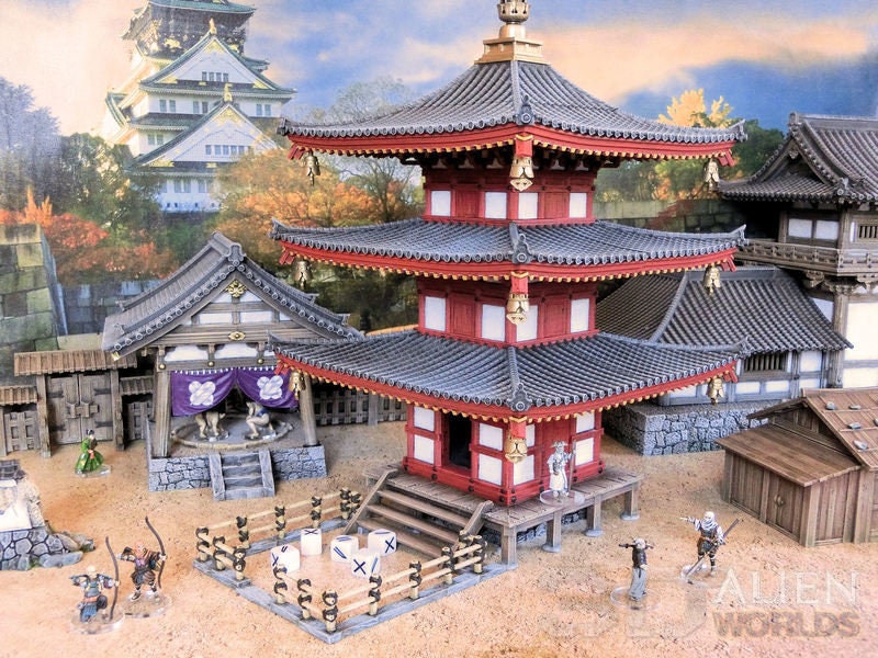 samurai, samurai Castle, ninja, japanese, japan, Dungeons and Dragons, Castle, palace, Castle Terrain, wargaming, Dungeons and Dragons, miniatures, 3D printed, Fantasy Inn, Fantasy Terrain, RPG Terrain, Age of Sigmar, Fantasy Village, Tabletop, bell