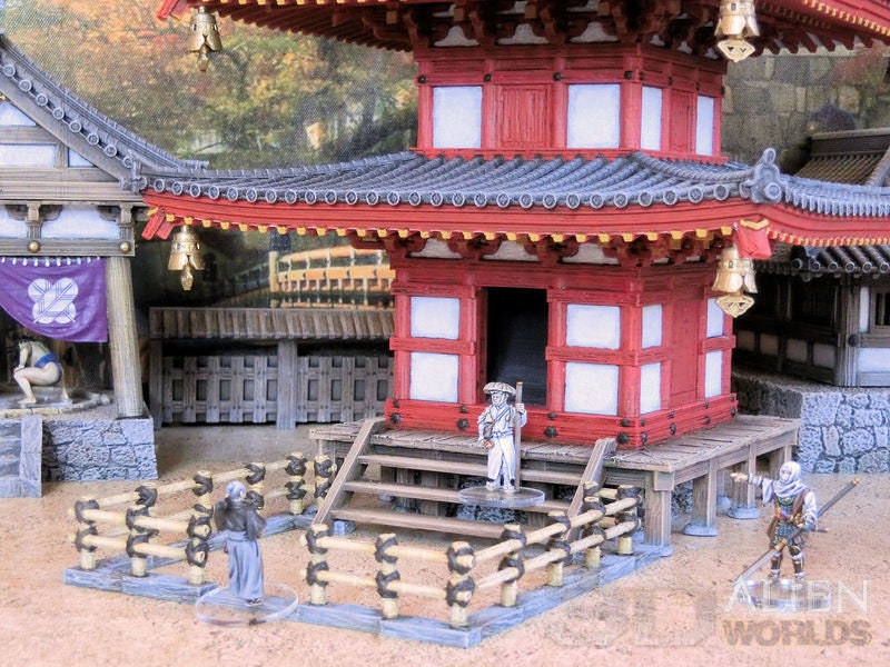 samurai, samurai Castle, ninja, japanese, japan, Dungeons and Dragons, Castle, palace, Castle Terrain, wargaming, Dungeons and Dragons, miniatures, 3D printed, Fantasy Inn, Fantasy Terrain, RPG Terrain, Age of Sigmar, Fantasy Village, Tabletop, bell