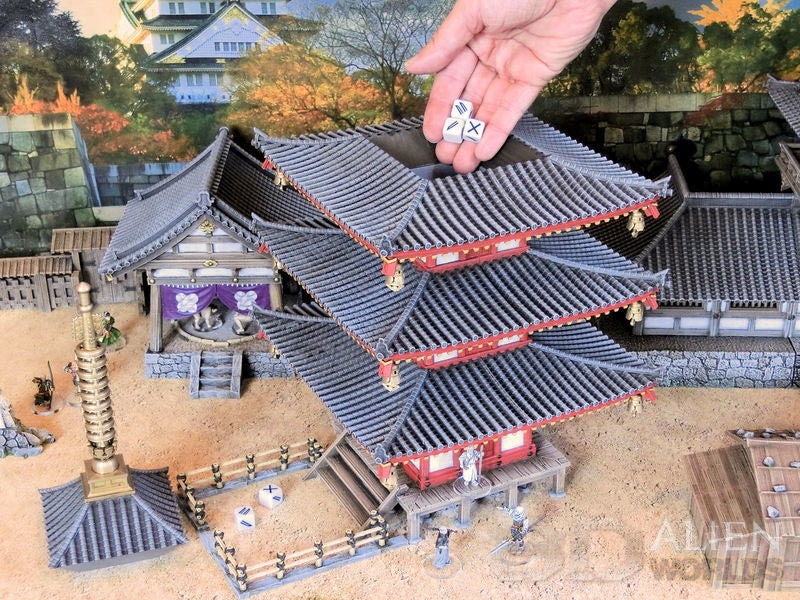 samurai, samurai Castle, ninja, japanese, japan, Dungeons and Dragons, Castle, palace, Castle Terrain, wargaming, Dungeons and Dragons, miniatures, 3D printed, Fantasy Inn, Fantasy Terrain, RPG Terrain, Age of Sigmar, Fantasy Village, Tabletop, bell