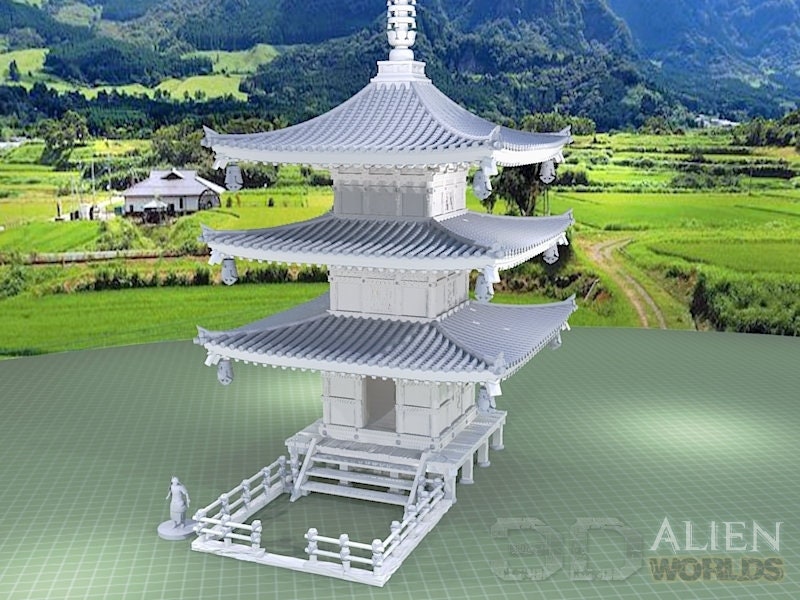 samurai, samurai Castle, ninja, japanese, japan, Dungeons and Dragons, Castle, palace, Castle Terrain, wargaming, Dungeons and Dragons, miniatures, 3D printed, Fantasy Inn, Fantasy Terrain, RPG Terrain, Age of Sigmar, Fantasy Village, Tabletop, bell