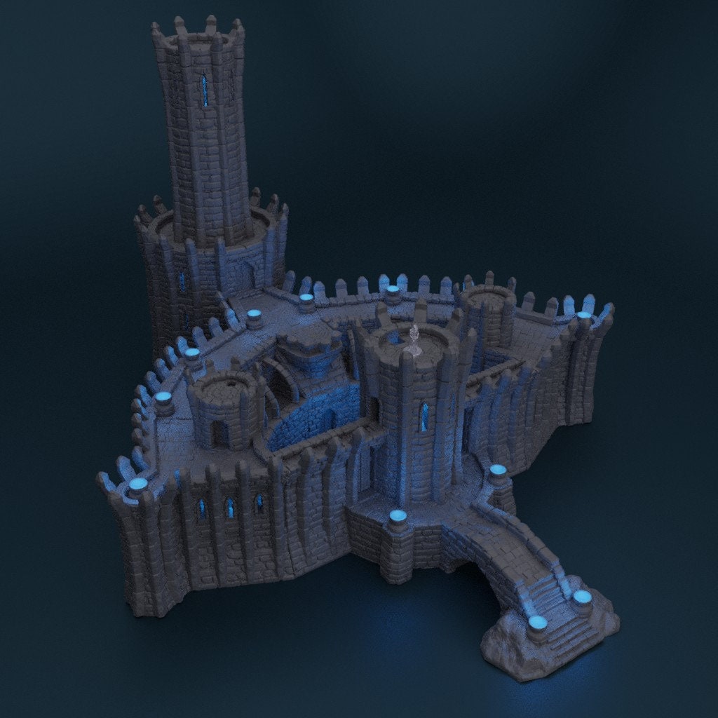 Wizard, Wizard Academy, Castle, Castle Terrain, wargaming, Dungeons and Dragons, miniatures, 3D printed, Fantasy Terrain, RPG Terrain, Age of Sigmar, Fantasy Village, Tabletop, Tabletop terrain, Tabletop RPG, Buildings, Town, Market Terrain, Ruins