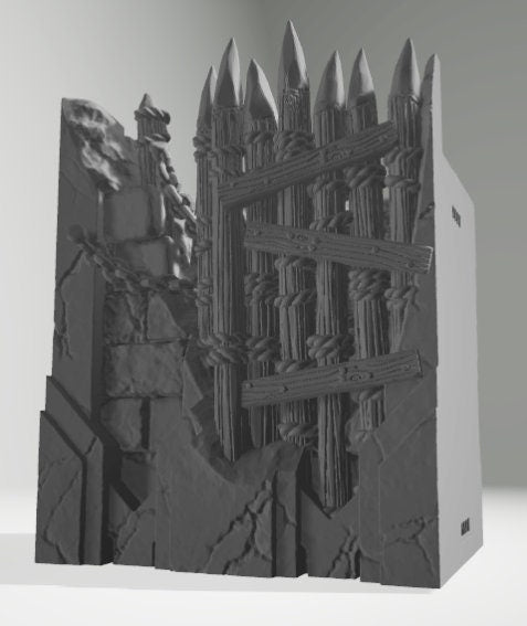 Dark realms, Warhammer, 28mm terrain, warhammer terrain, entry gate, Tabletop Terrain, Dungeons and Dragons, Fort, Defense, gift, Walls, Wall Ends, Orc Walls, Orc Ruins, Ruins, Castle, War, Ruin, Goblins, orcs, monsters, Orc terrain