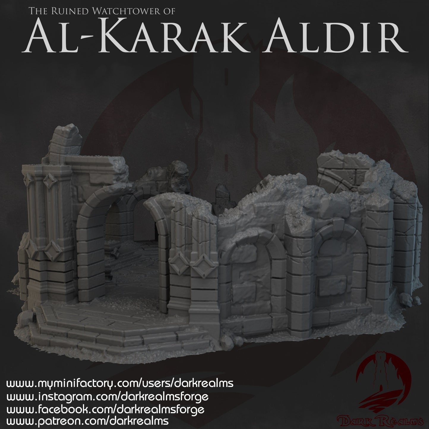 Ruins of Aldir, Al Karak Aldir Ruins, Watchtower of Aldir, Ruined Terrain, Aldir WatchTower, Ruins, medieval, Dungeons and Dragons, Tabletop Terrain, wargaming, rpg terrain, fantasy terrain, adventure, ruins of old, arkenfel ruins, Ruin, watchtower