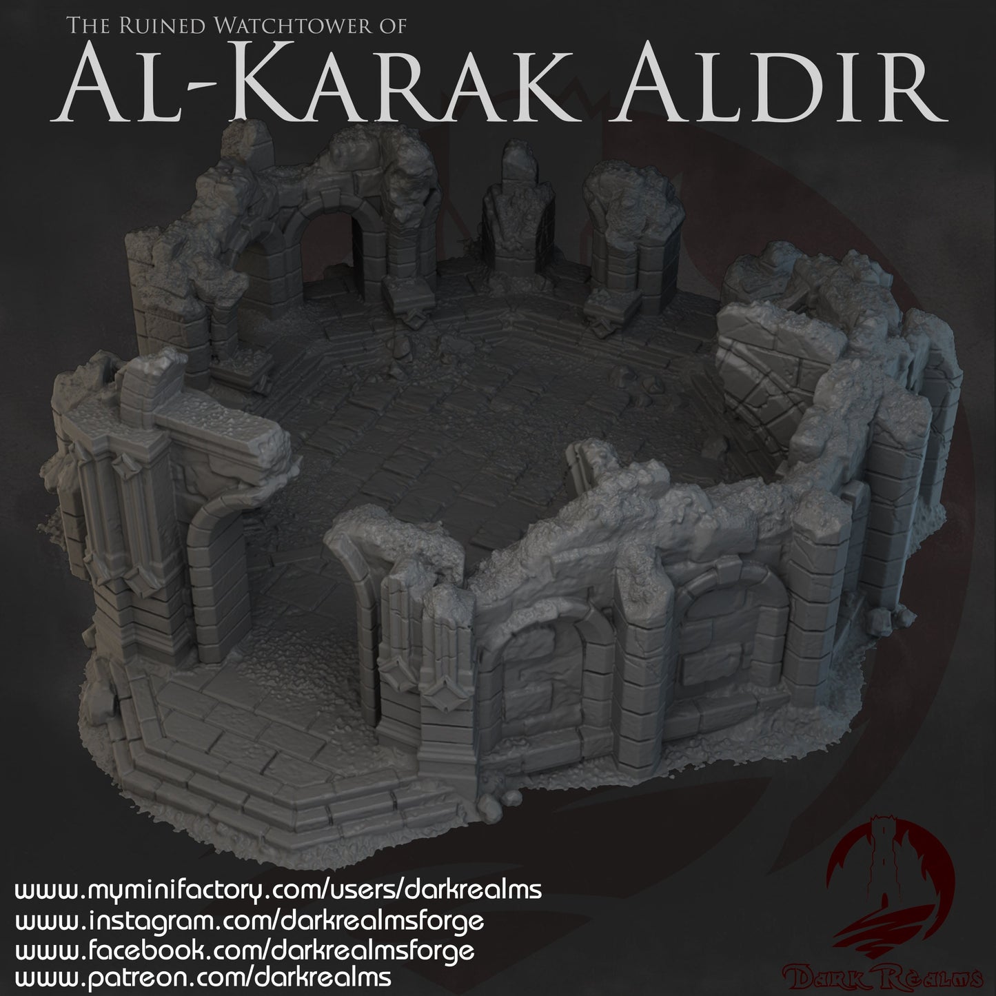 Ruins of Aldir, Al Karak Aldir Ruins, Watchtower of Aldir, Ruined Terrain, Aldir WatchTower, Ruins, medieval, Dungeons and Dragons, Tabletop Terrain, wargaming, rpg terrain, fantasy terrain, adventure, ruins of old, arkenfel ruins, Ruin, watchtower