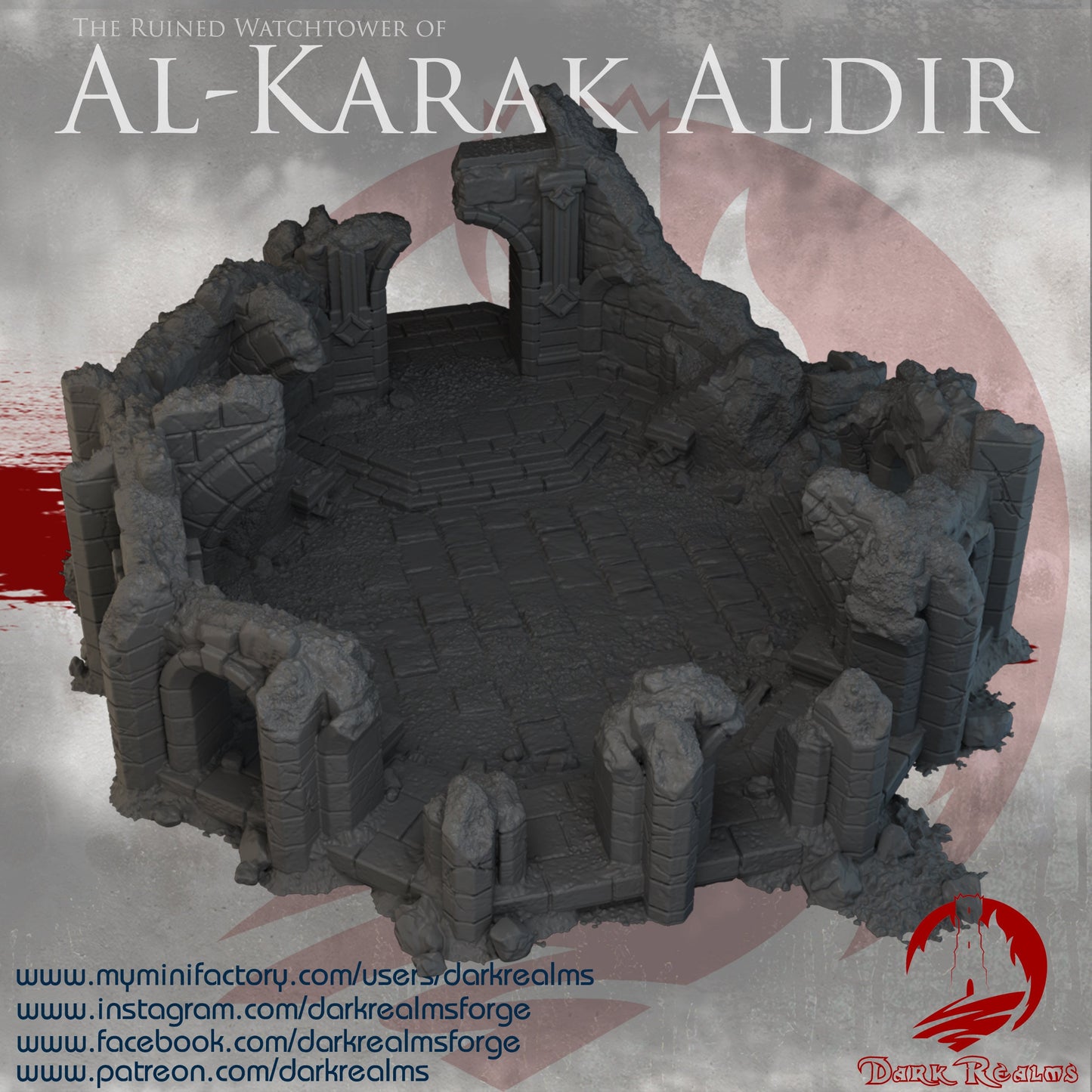 Ruins of Aldir, Al Karak Aldir Ruins, Watchtower of Aldir, Ruined Terrain, Aldir WatchTower, Ruins, medieval, Dungeons and Dragons, Tabletop Terrain, wargaming, rpg terrain, fantasy terrain, adventure, ruins of old, arkenfel ruins, Ruin, watchtower