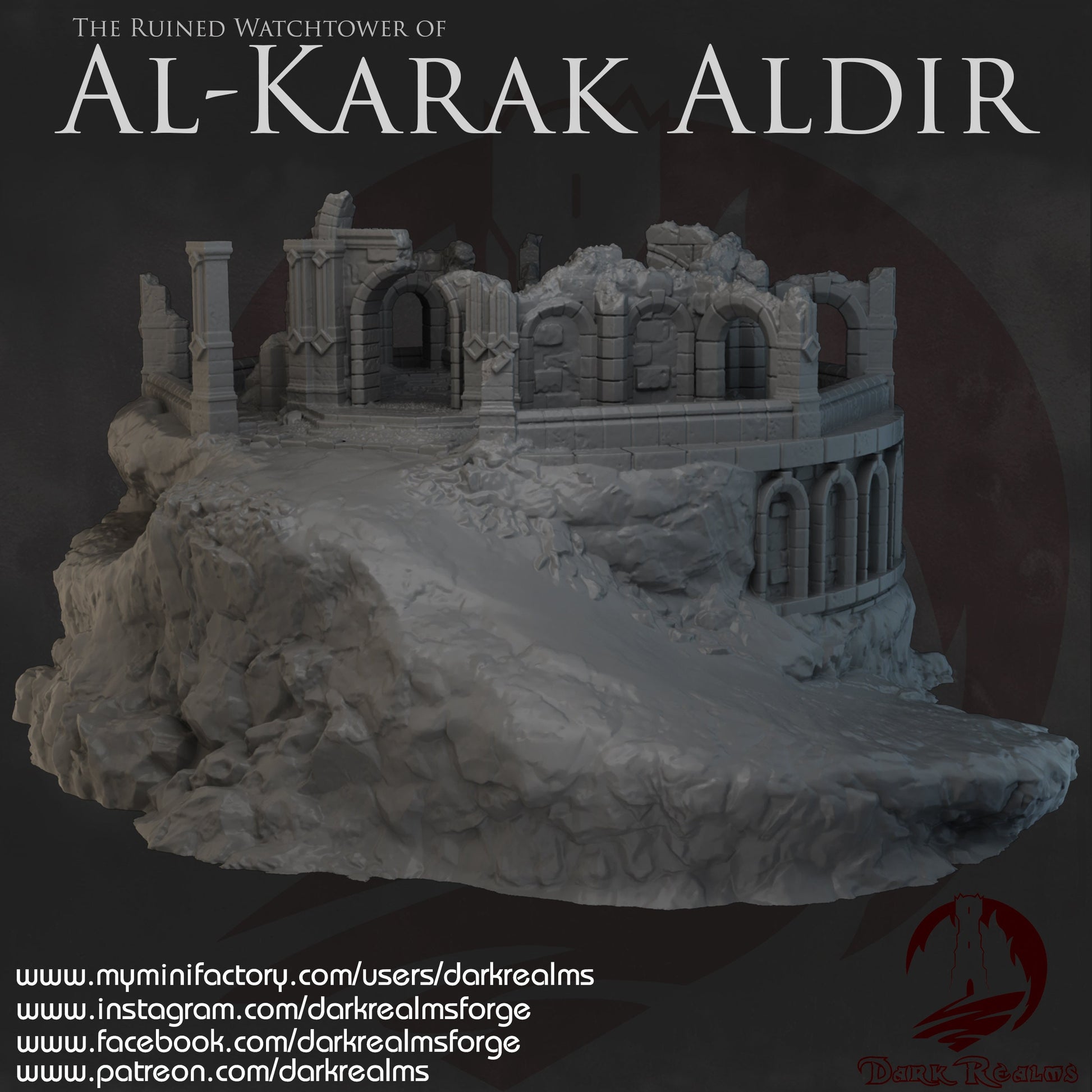 Ruins of Aldir, Al Karak Aldir Ruins, Watchtower of Aldir, Ruined Terrain, Aldir WatchTower, Ruins, medieval, Dungeons and Dragons, Tabletop Terrain, wargaming, rpg terrain, fantasy terrain, adventure, ruins of old, arkenfel ruins, Ruin, watchtower