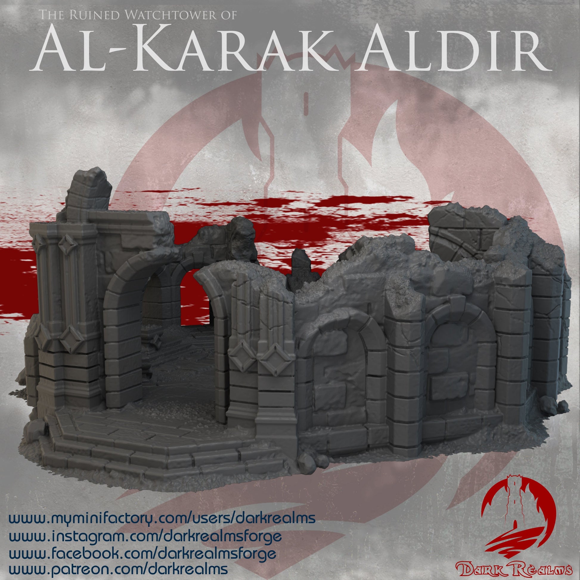 Ruins of Aldir, Al Karak Aldir Ruins, Watchtower of Aldir, Ruined Terrain, Aldir WatchTower, Ruins, medieval, Dungeons and Dragons, Tabletop Terrain, wargaming, rpg terrain, fantasy terrain, adventure, ruins of old, arkenfel ruins, Ruin, watchtower