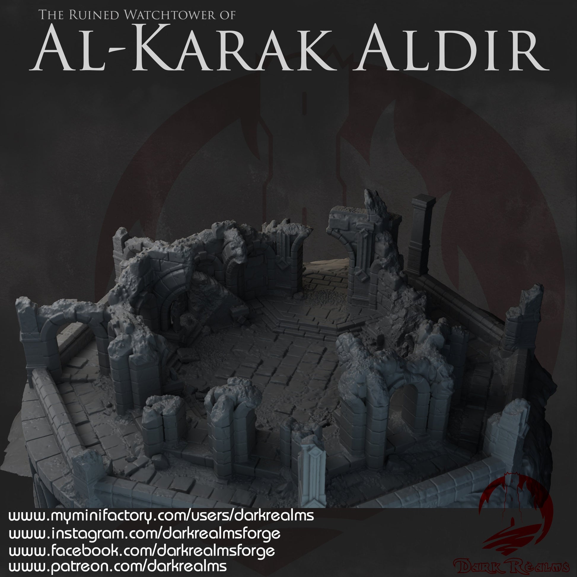 Ruins of Aldir, Al Karak Aldir Ruins, Watchtower of Aldir, Ruined Terrain, Aldir WatchTower, Ruins, medieval, Dungeons and Dragons, Tabletop Terrain, wargaming, rpg terrain, fantasy terrain, adventure, ruins of old, arkenfel ruins, Ruin, watchtower