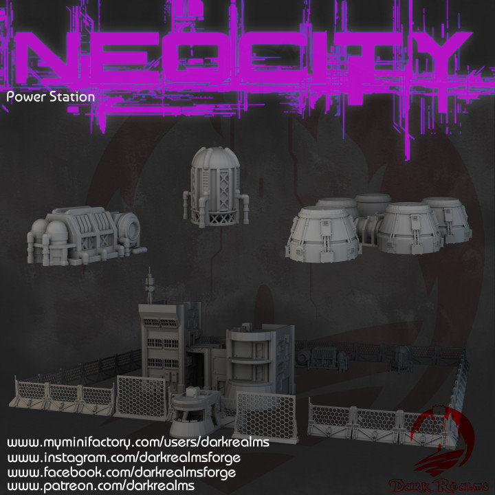 Power Station, Neo City, generator, station, shadowrun, Warhammer, Industrial, Sci-fi, Wargaming, Starfinder, Those Dark Places, Tales from the Loop Shadowrun,Scum and Villainy,Cyberpunk Red,Blue Planet, Tabletop Gaming, Tabletop Terrain, Warhammer