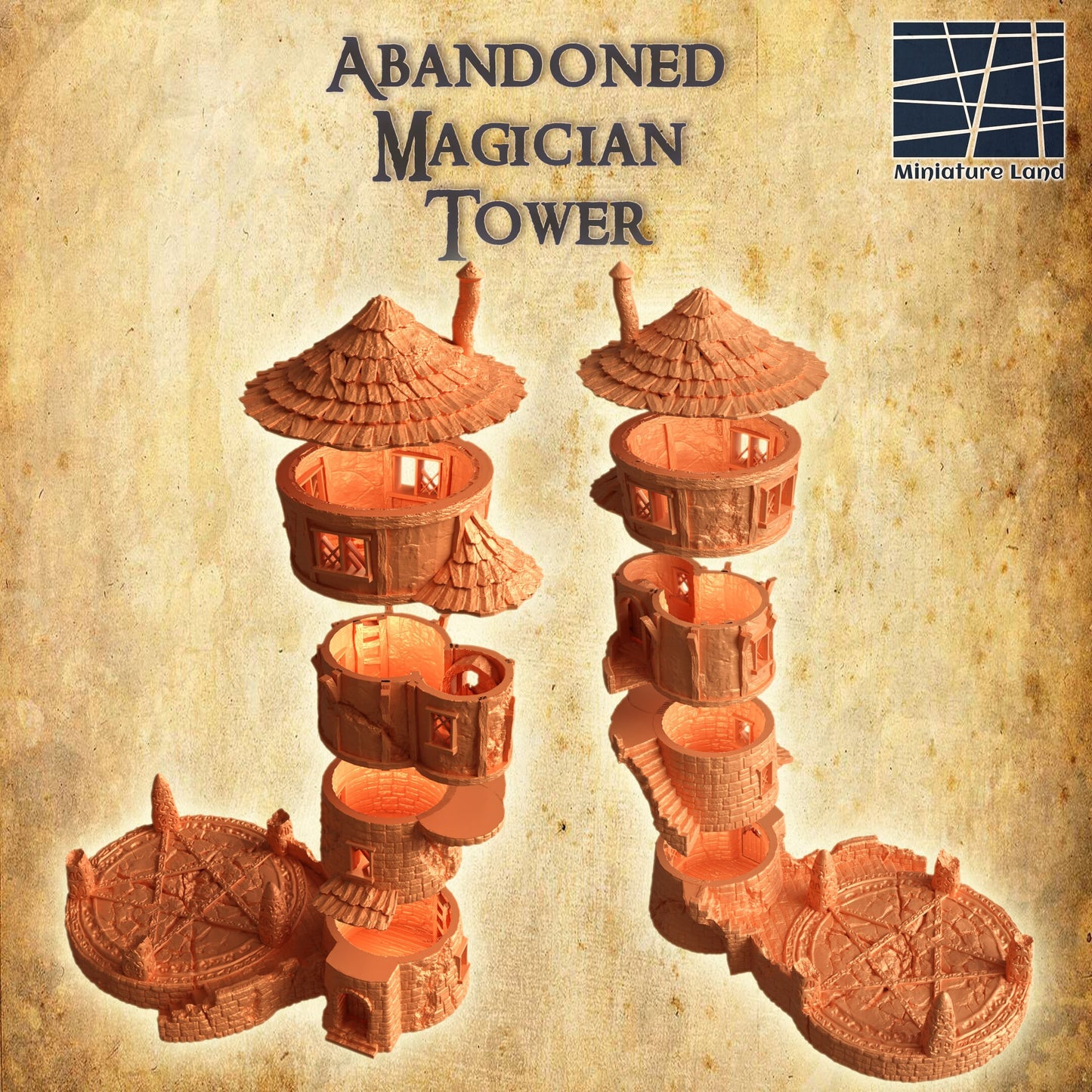 Ruined Mage Tower, Ruined Tower, Magician Ruin, Tabletop Terrain, Gaming Miniature, Tabletop Scenery